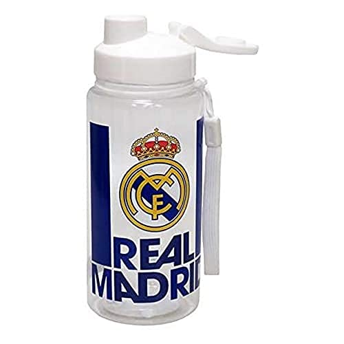 Real Madrid - Trinkflasche, Kanister, 500 ml Fassungsvermögen, Sicherheitsmundstück, mehrfarbig durchsichtig, offizielles Produkt (CyP Brands)