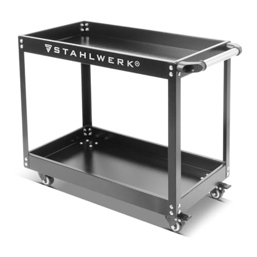 STAHLWERK Werkzeugwagen - Werkstattwagen ST-575, Etagenwagen mit 2 Ladeflächen, Rollwagen, Transportwagen, Montagewagen, Plattformwagen