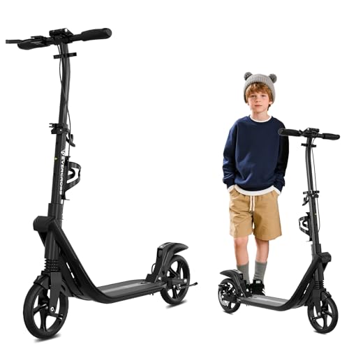 EVERCROSS K8 Stunt Scooter, BigWheel 200mm- Scooter, Höhenjustierbarer & Zusammenklappbarer Cityroller mit Ständer, Stabiler Aluminium-Roller,Sportlicher Kinder für bis zu 100kg,Doppelbremse