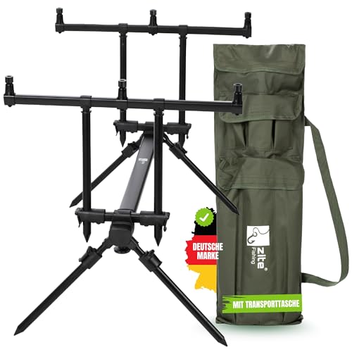 Zite Fishing Rod-Pod Rutenhalter 3 Ruten - Aluminium Rutenständer & Angel-Ständer mit Tasche zum Karpfen-Angeln, Angelrutenhalter, Angelständer, Rutenständer angeln, Rod Pod 3 Ruten, Angelrutenständer