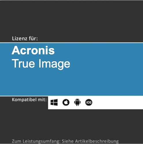 Lizenz für Acronis True Image I 2025 I 1-5 Gerät(e) I unbegrenzte Laufzeit I Vollversion | Windows/macOS/iOS/Android | Lizenzcode per Post o. E-Mail von softwareGO (Versand via E-Mail vorab, 1 Gerät)