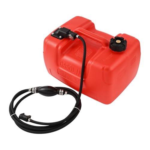 Blueshyhall 12L Bootstank Set Außenborder mit Tragebarer Externer Benzintank, 3,2M Schlauch, Pumpball und Anschluss, für Außenborder Ø8mm Anschluss, Kraftstofftank aus HDPE mit Füllstand Anzeigen
