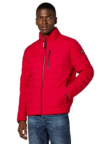 Calvin Klein Leichte Puffer wasserdichte Daunenjacke für Herren, tiefes rot, L
