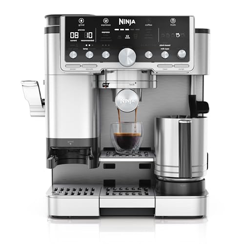 Ninja Luxe Pro 3-in-1-Kaffeemaschine mit Mahlwerk und Aufschäumer für Latte, Cappuccino, Cold Brew & Espresso, einfache Handhabung, 5 Voreinstellungen zum Aufschäumen, Silber, ES701EU