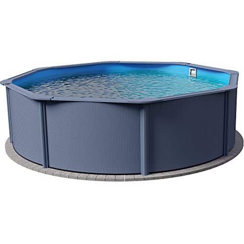 Planet Pool Stahlwandpool rund Classic 450x120 cm, Stahl 0,4 mm anthrazit, Folie 0,3 mm blau, Overlap