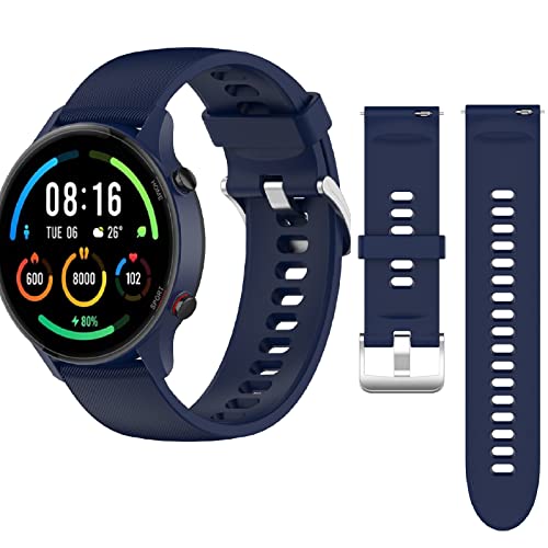 QULLOO Armband für Xiaomi Mi Watch/Watch S4/S1/S1 Active/S3/Watch Color Sport/Watch 2 / Redmi Watch 5 Active/Watch 5 Lite, Ersatzarmband Zubehör Silikon Uhrenarmband Armbänder Strap - Blau