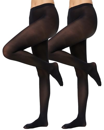 Nur Die 2er Pack Blickdicht 40 DEN Strumpfhose weiche matte Optik bequemer Bund Zwickel verstärkte Fußspitze Damen, schwarz, L
