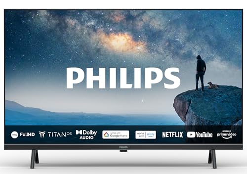 Philips 40PFS6009 FHD LED Smart TV - 40-Zoll Display mit Pixel-präziser, HD Titan OS Plattform und Dolby Digital - Funktioniert mit Alexa und Google Sprachassistent – Matt Schwarzer