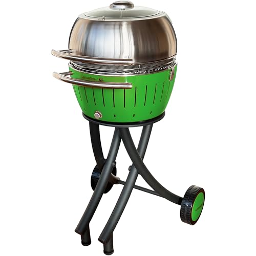 LotusGrill XL Gartengrill Set Limettengrün - Grillwagen mit Grillhaube XL aus Edelstahl (Limettengrün)