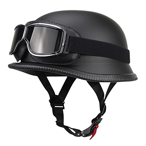 Deutsch Helm Halboffenen Vintage Öffnen Motorradhelm Halb-Helm ECE-Zertifizierung Chopper Helm mit Sonnenbrille für Mopeds Cruiser Vintage Jet Helm Schnellverschlussschnallen M-XXL