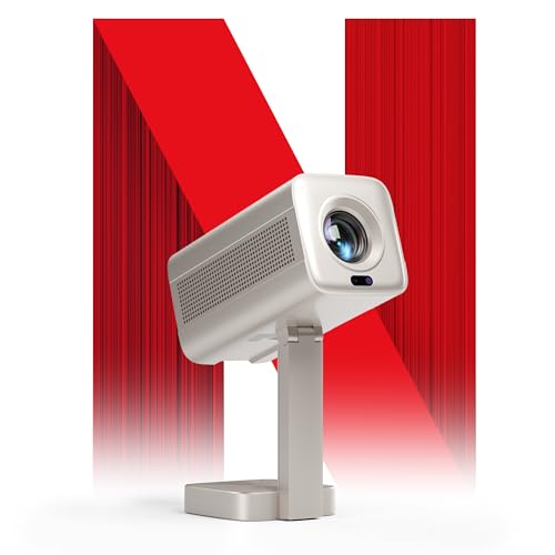 Smart Mini Beamer 4k [Offiziell Netflix & Dolby Audio] VOPLLS TOF Autofokus/Trapezkorrektur 28000 Lumen Projektor, WiFi6 Bluetooth Full HD 1080P 210° Drehbar Beamer Heimkino/Outdoor für Handy/PC