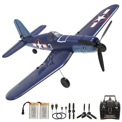 fisca P51D RC Flugzeug, 4CH RC Flugzeug mit Hochgeschwindigkeitsmotor, Ferngesteuertes Flugzeug mit Xpilot Stabilisierungssystem & Kunstflug, Ferngesteuertes Flugzeug Kinder (Marineblau)