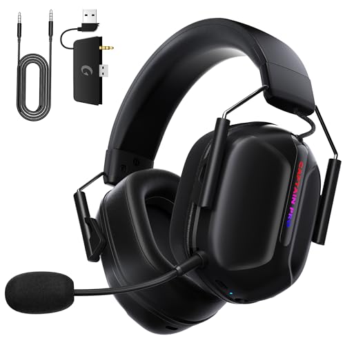 Gvyugke 2.4GHz Wireless Gaming Headset für Xbox Series, Headset mit Mikrofon für PS5/4/PC/Switch/Mac, Kopfhörer mit Geräuschunterdrückung, 3D Surround Sound 60 Stunden Spielzeit RGB Lichter