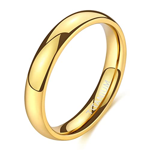 Zakk Ring Damen Herren 2mm 4mm 6mm Titan Poliert Schmal Ringe Verlobungsringe Ehering Hochzeitsringe (Gold-4mm, 57 (18.1))