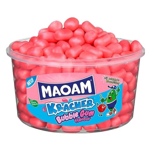 MAOAM Kracher Bubble Gum 265er – 1.200 g | Krachende Kaubonbons mit Bubble-Gum-Geschmack | 265 Stück einzeln verpackt | Party, Büro & Candy-Bowl | Großpackung Vorrat