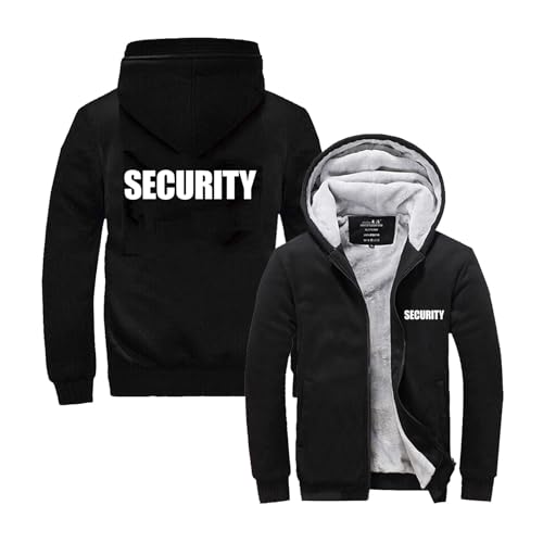CCVQPF Herren Casual Hoodies Für Security Aufdruck Stitching Hoody Langarm Sweatshirts Zipper Sweater Sportstyle Jacken Kapuzenmäntel Mit Tasche Outwear Tops-Black||XL