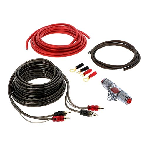 Verstärker Anschluss-Set 750 Watt / 60A / 8 Gauge (10mm²) mit Cinch Anschlusskabel, Sicherungshalter + 60A Mini ANL Sicherung | CarHifi Kabel-Set für Endstufen