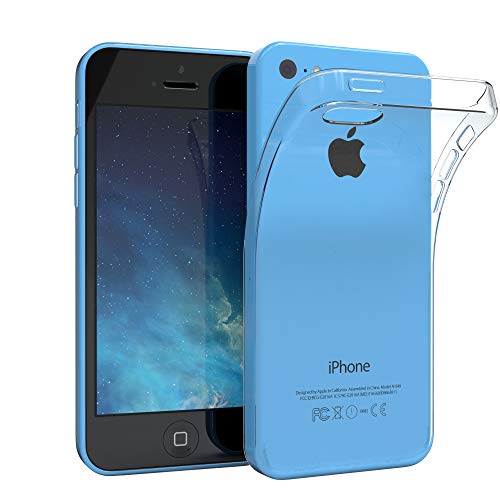 EAZY CASE Hülle kompatibel mit iPhone 5C Schutzhülle Silikon, Ultra dünn Slimcover, Handyhülle, Silikonhülle, Backcover, Transparent/Durchsichtig, Transparent