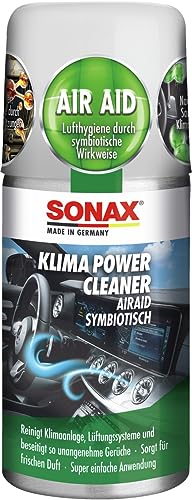 SONAX KlimaPowerCleaner AirAid symbiotisch (100 ml) sorgt schnell und einfach für langanhaltende Lufthygiene und befreit dauerhaft von lästigen Gerüchen | Art-Nr. 03231000