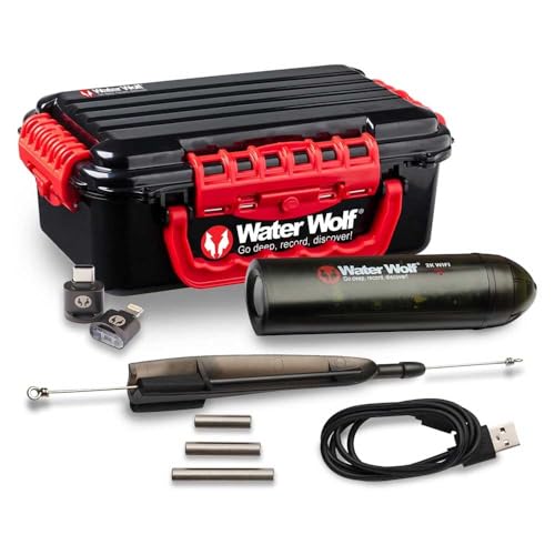 Waterwolf 2.0 WiFi Unterwasser-Action-Kamera für den Angelsport – 1080p HD Unterwasserkamera mit 120-Grad-Weitwinkel, 100 m wasserdicht, mit Zubehörset