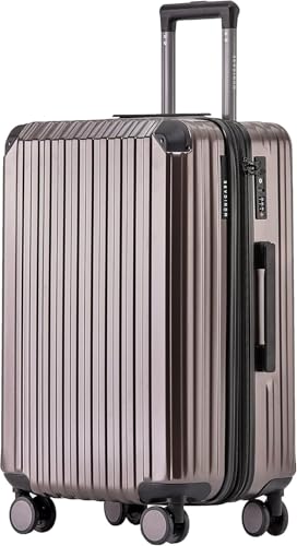 Münicase M816 TSA-Schloss, Dehnungsfuge, Teleskopgriff, Reisekoffer mit 4 Rollen, Hartschale (Coffee, Mittler Koffer)