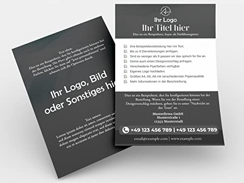 Premium Flyer selbst gestalten: Hochwertige Druckqualität in A6, A5 & A4 auf Papier: Werbemittel mit Wunschdesign - Wähle Farben, Texte & Logo für Werbung personalisiert (Feathered Contrast) (Schwarz)