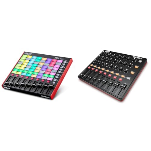 Akai Professional APC Mini MK2 - USB MIDI Pad Controller für Clip Launching mit Ableton Live Lite, 64 RGB Pads & Professional Midimix - Voll zuweisbarer, portabler MIDI Mixer & DAW Controller