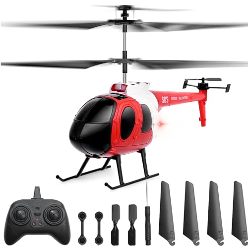 Hubschrauber Ferngesteuert, RC Helikopter mit einer Berührung zum Starten und Landen mit LED Leucht 3 Kanal, Helikopter Spielzeug geschenk für Jungen und Mädchen ab 14+