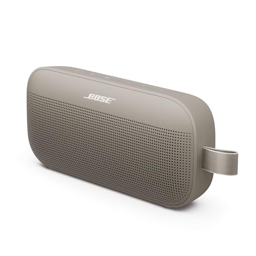 Bose SoundLink Flex Tragbarer Bluetooth Lautsprecher (2. Gen.), Tragbarer Outdoor Lautsprecher, wasserdicht und staubdicht, mit naturgetreuem Klang, bis zu 12 Stunden Akkulaufzeit, Sandstein