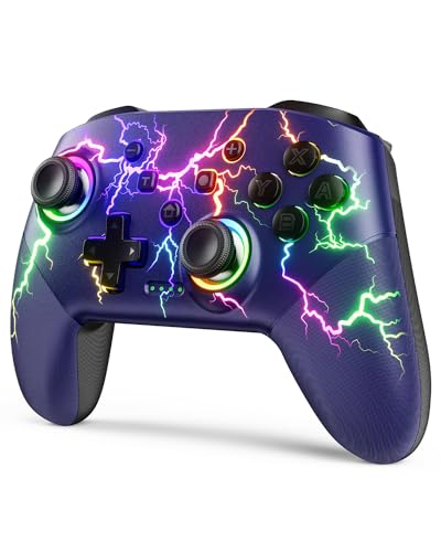VOYEE Switch Controller kompatibel mit Switch/Lite/OLED/PC/Windows, 1000mAh Ergonomischer kabelloser Pro Controller mit Lightning LED Programmierbares Wake-up Vibration
