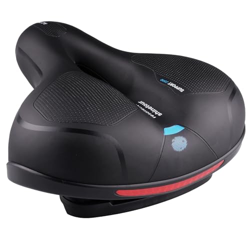 oupados Bequem Ergonomisch Fahrradsattel Gelsattel Herren Damen Breiter Fahrradsitz Weich Memory Stoßdämpfend, Schaumstoff Gepolstertes, mit wasserdichte Abdeckung 26 * 21cm Atmungsaktiv Wasserdicht