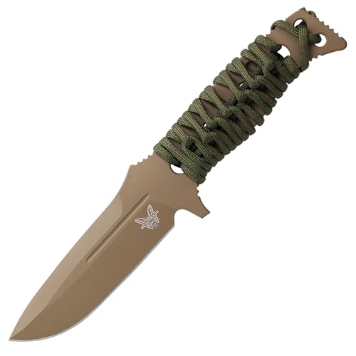 Benchmade - 375FE-1 festes Adamas-Messer, Drop-Point-Klinge, einfarbige Kante, flache Erde skeletonisiert mit Paracord-Griff