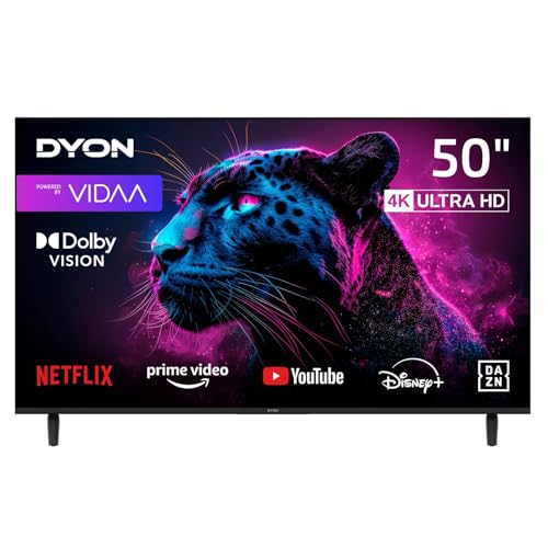 DYON Movie Smart 50 VX - 50 Zoll (126 cm) 4K UHD Smart TV mit Triple Tuner (DVB-C/-S2/-T2), App Store, Prime Video, Netflix, YouTube, DAZN, Disney+, waipu.tv, Hotelmodus