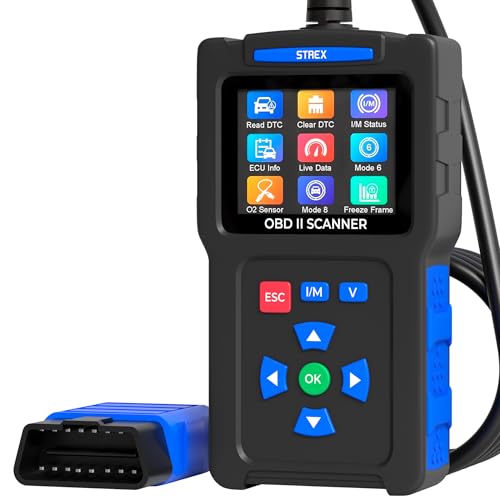 Strex OBD2 Diagnosegerät - OBDII/EOBD Diagnose - Auslesegerät Auto - Fehlerbehebung - DE Sprache - Diagnosegerät für Autos - Motor Fehlercodeleser
