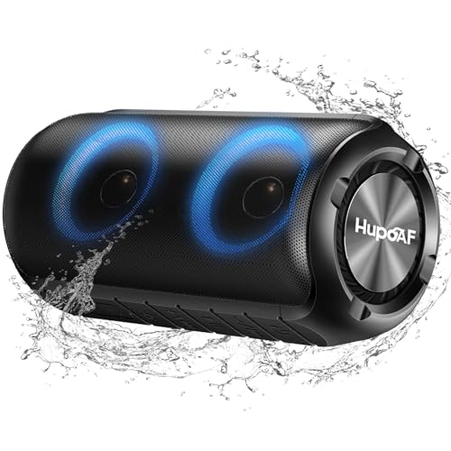 Bluetooth Lautsprecher mit Licht, Neues Blue tooth 5.3 Musikbox Tragbarer Bluetooth Box mit 52mm Durchmesser Dual Lautsprecher, Tiefer Bass, IPX7 Wasserdicht Outdoor Speaker für Reisen/Party/Strand