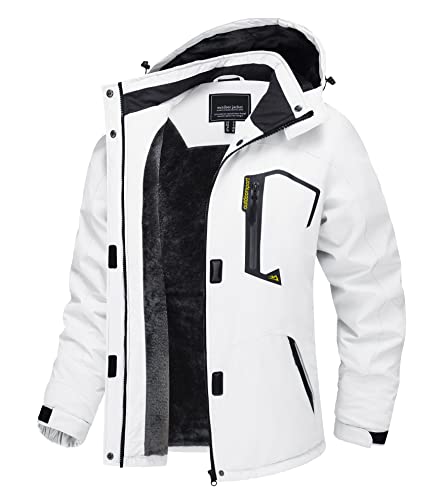 TACVASEN Damen Winddicht Rengenjacke Atmungsaktiv Fleece Winter Wanderjacke Funktion Freizeitjacke Camping White Women Jacket, Weiß, XXL