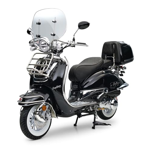 Motorroller Easycruiser Chrome Edition 50ccm Euro 5 Retro Roller 45km/h (Schwarz)