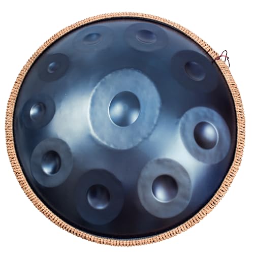 ANTETOK Blau Harmonic 440hz 22 Zoll Handpan Steel Drum 10 Töne in D-Moll Stahl Zungentrommel, Harmonische Percussion für Klangheilung, persönliche Meditation, Yoga, Geschenk für Musikliebhaber