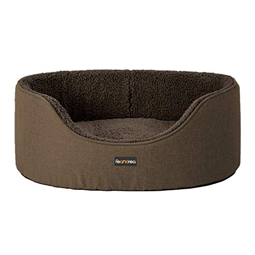 Feandrea Hundebett, Hundekorb, Wendekissen, 83 x 63 x 27 cm, braun PGW032K01