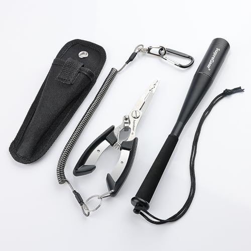 supregear Multi-Angelzange und Fischtöter als Angelwerkzeug-Set, Multifunktionale Zange für Hakenentfernung und Sprengring Angeln Geschenk für Herren Süß- und Salzwasserangeln