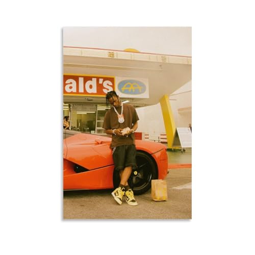 Generisch Vintage Travis Rapper Scott Poster Für Zimmer, Ästhetische Leinwand-Wandkunst, Schlafzimmer-Dekor Poster 12x18inch(30x45cm)