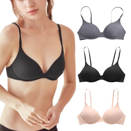 3er Teenager Mädchen BH Bralette Ohne Bügel 32/70A Bügellos, Nahtlos Soft Alltags-BH Set Damen, Für 12-18 Jahre Kinder Mittelschülerin T-Shirt