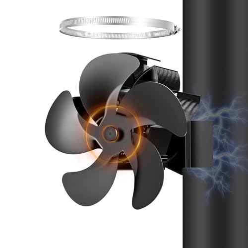 Dreamhigh® Kaminventilator Magnetisch, Ofenventilator Ohne Strom 5 Blätter, Leiser mit Ersatzring für zur Wärmeverteilung, Ventilator Kaminofen für Kaminofen, Kamin, Ofen, Holz, Ofenrohr