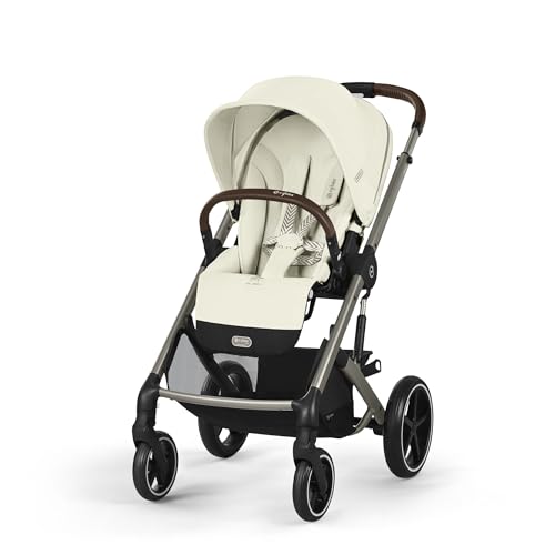 CYBEX Gold Kinderwagen Balios S Lux, Ergonomische Liegeposition, Einhand-Gurtsystem, Ab Geburt bis 22 kg (ca. 4 Jahre), Seashell Beige