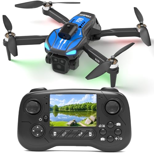 F179 Drohne mit 1080P Kamera und 2,8'' LCD Bildschirm, Bürstenlosen Motoren, Hindernisvermeidung, WiFi-FPV, 3D-Flip, Elektrischem 90°-Objektiv, Faltbarer Drohne für Erwachsene/Anfänger