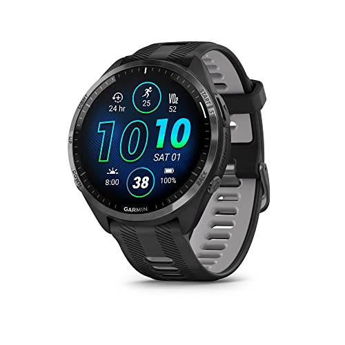 Garmin Forerunner® 965 Running Smartwatch, buntes AMOLED-Display, Trainingsmetriken und Wiederherstellungseinblicke, schwarz und pudergrau, 010-02809-00