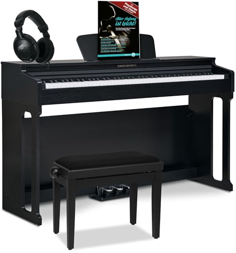 Classic Cantabile DP-220 SM E-Piano Set - Digital Piano 88 gewichtete Tasten mit Hammermechanik - Inklusive Pianobank, Kopfhörer und Klavierschule - Layer-, Split- und Twinova-Funktion - 3 Pedale