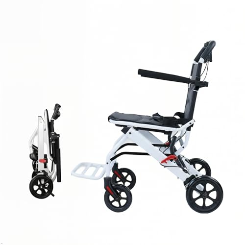 Ultraleichter Rollstuhl Faltbar (Nur 8,2kg) 100kg Belastbarkeit - Leichtgewichtiger Reiserollstuhl mit Sicherheitsgurt & Handbremse - Ideal für Senioren und Mobilitätseingeschränkte (Schwarz)