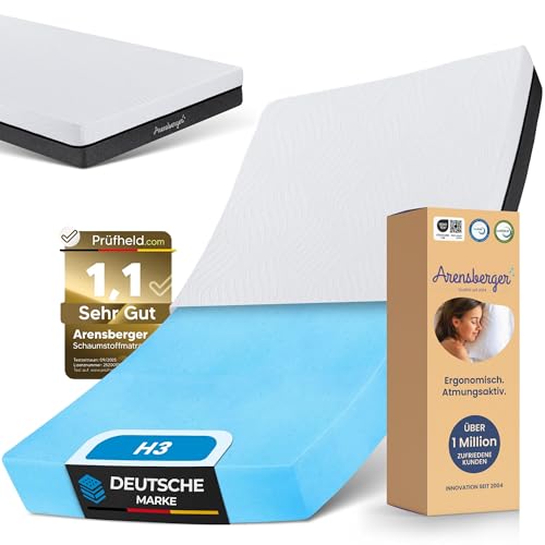 Arensberger SARA Gelschaum Matratze 180x200 cm – 16 cm NANOCELL® Gel-Schaum – H3 Härtegrad – Atmungsaktiv – Abnehmbarer Bezug 240g/m² – Waschbar bis 60°C – Rollmatratze Komfortmatratze