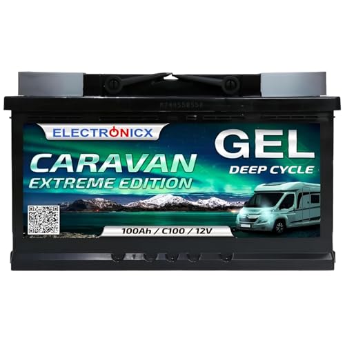 Electronicx 12 V 100 Ah Gel-Batterie – Deep Cycle Solarbatterie für Caravan, Camping & Marine – Wartungsfrei – Extrem Lange Lebensdauer für Wohnmobile, Boote und netzunabhängige Stromversorgungen